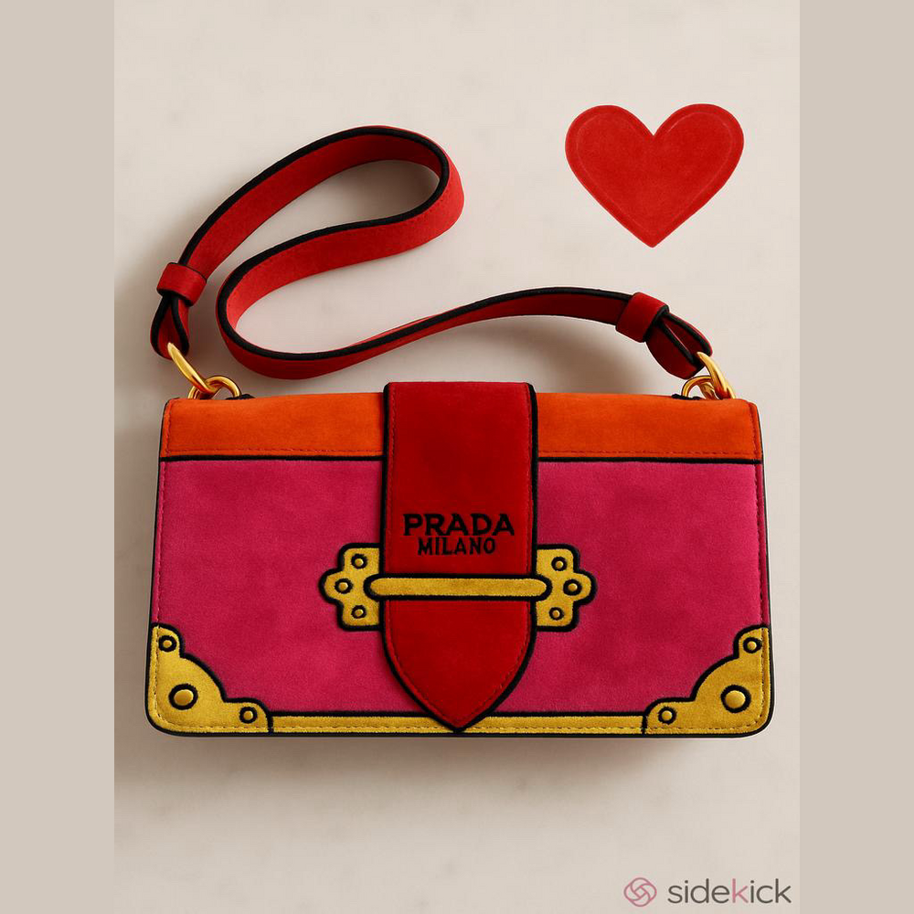 Prada Colorblock Suede Crossbody in Pink, Orange & Red